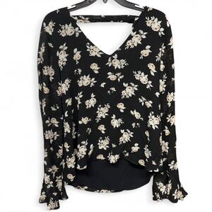 Sanctuary Black and Cream Floral Blouse